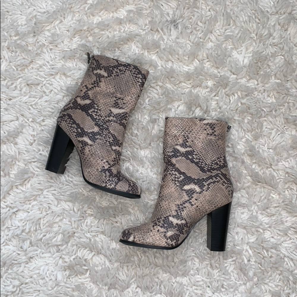 Snakeskin booties